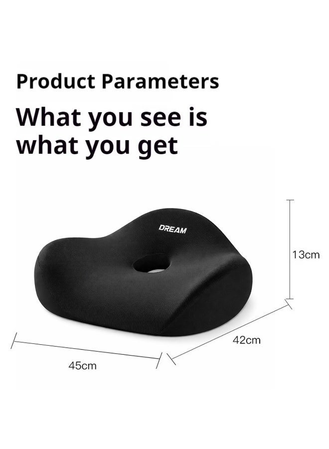 Ergonomic Memory Foam Seat Cushion with Tailbone Cutout – Slow Rebound High Density Orthopedic Sitting Pillow for Office Chair, Car Seat & Home Use – Pressure Relief Coccyx Support Cushion, Black (45x42x13 cm) - Image 4